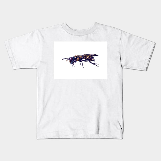 Wasp Bee Insect Illustration Kids T-Shirt by JuicyCreations